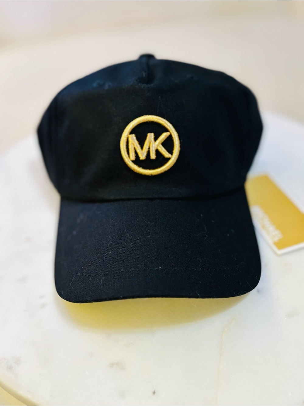 Michael Kors Black Cap with Gold MK Emblem NWT